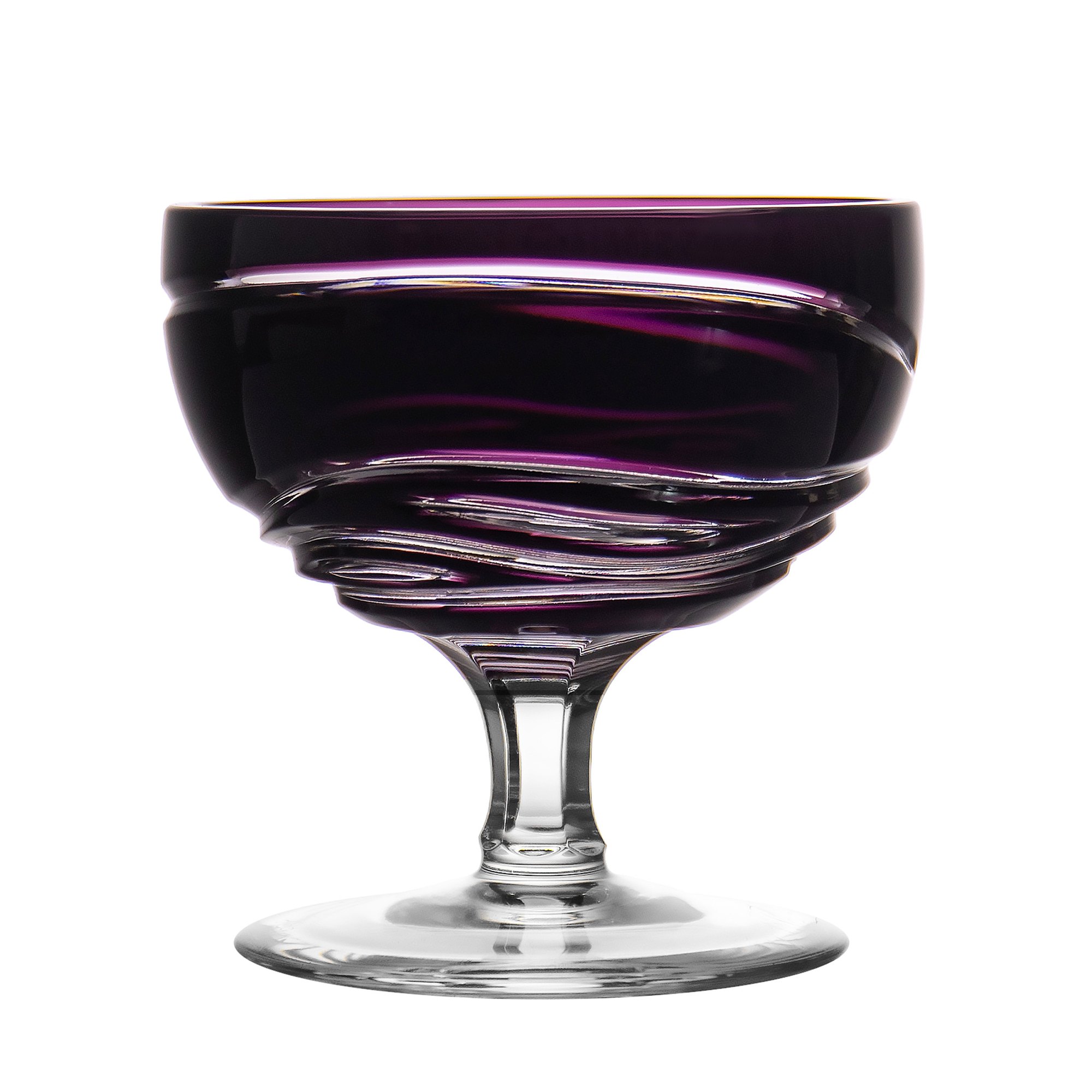 Birks Crystal Silver Ribbon Purple Ice Cream Bowl 3.9 in